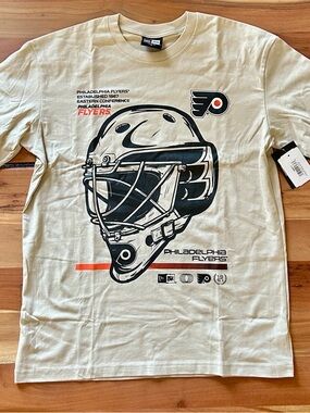 New Era Philadelphia Flyers Cream Black and Orange Graphic Tee